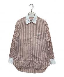 LACOSTE（ラコステ）の古着「ストライプクレリックシャツ」｜ピンク