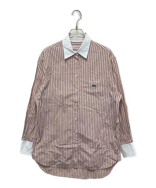 LACOSTE（ラコステ）LACOSTE (ラコステ) ストライプクレリックシャツ ピンク サイズ:34の古着・服飾アイテム