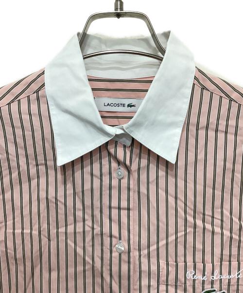 LACOSTE（ラコステ）LACOSTE (ラコステ) ストライプクレリックシャツ ピンク サイズ:34の古着・服飾アイテム