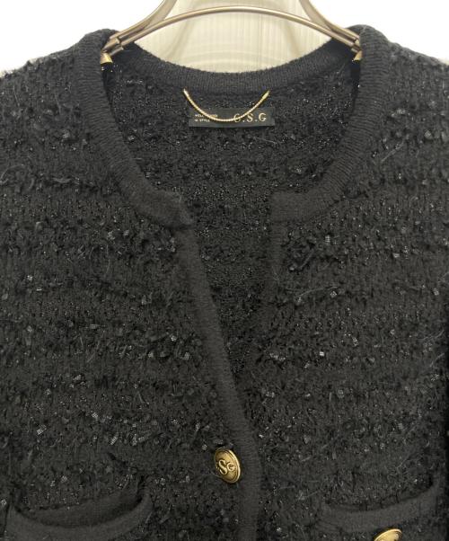 C.S.G（シーエスジー）C.S.G (シーエスジー) モールツイード ニットカーディガン ブラック サイズ:FREEの古着・服飾アイテム