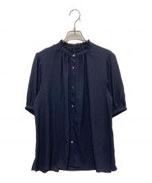 23区（ニジュウサンク）の古着「バックサテンアムンゼンフリルブラウス」｜ネイビー