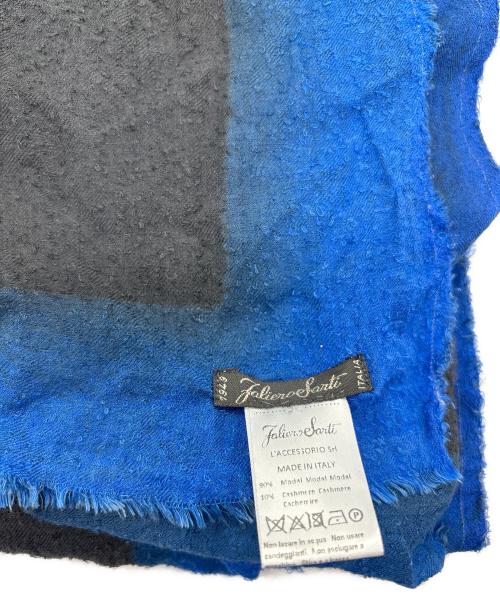 FALIERO SARTI（ファリエロサルティ）FALIERO SARTI (ファリエロサルティ) レーヨンカシミヤストール ブルー×グレーの古着・服飾アイテム