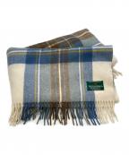 THE SCOTCH HOUSE×JOHNSTONS OF ELGINザ スコッチハウス×ジョンストンズオブエルガン）の古着「ラムウール大判ストール」｜ブルー×ブラウン×アイボリー