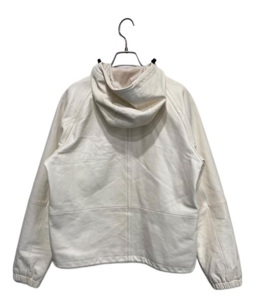 BOSS HUGO BOSS（ボス ヒューゴボス）BOSS HUGO BOSS (ボス ヒューゴボス) ラムレザーフーデッドジャケット ホワイト サイズ:48の古着・服飾アイテム