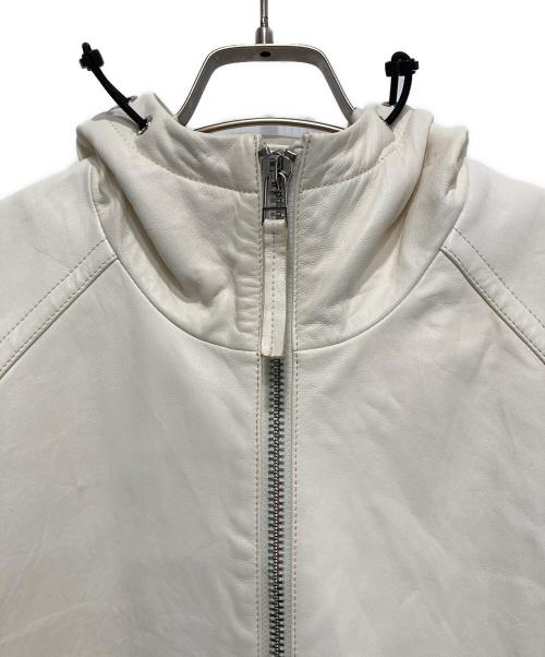 BOSS HUGO BOSS（ボス ヒューゴボス）BOSS HUGO BOSS (ボス ヒューゴボス) ラムレザーフーデッドジャケット ホワイト サイズ:48の古着・服飾アイテム