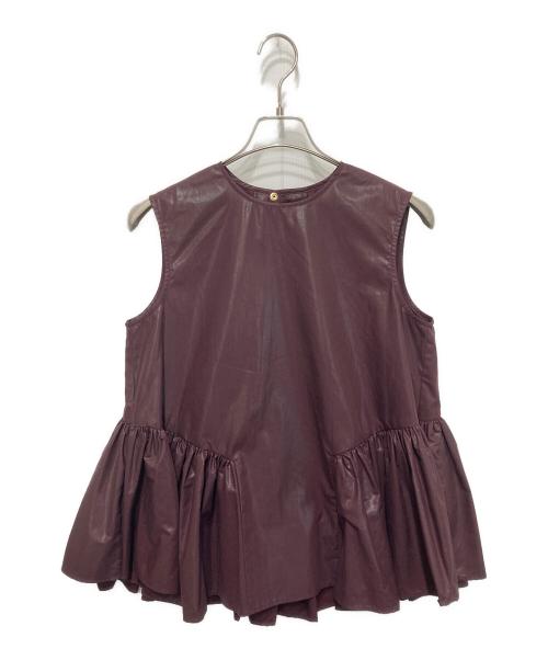 ELENDEEK（エレンディーク）ELENDEEK (エレンディーク) カレンダリングペプラムブラウス ボルドー サイズ:FREEの古着・服飾アイテム