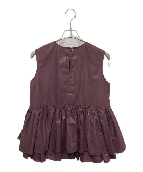 ELENDEEK（エレンディーク）ELENDEEK (エレンディーク) カレンダリングペプラムブラウス ボルドー サイズ:FREEの古着・服飾アイテム