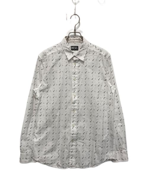 DIESEL（ディーゼル）DIESEL (ディーゼル) ロゴシャツ ホワイト サイズ:Ｍの古着・服飾アイテム