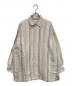 SEEALLシーオール）の古着「ストライプオーバーサイズシャツ」｜アイボリー×グレー
