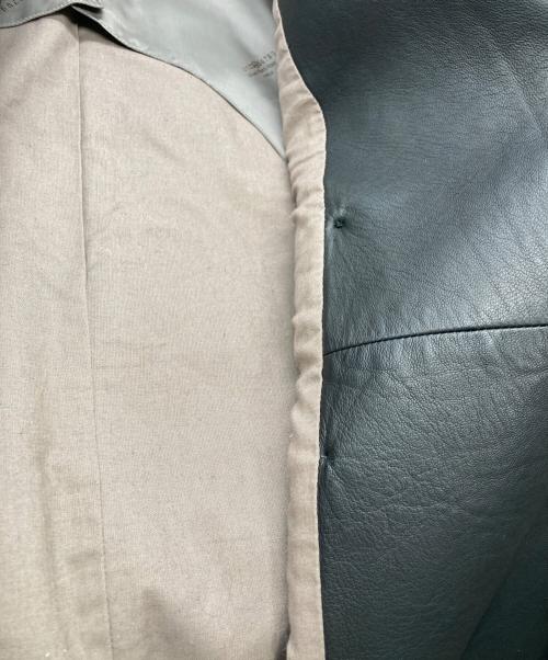 Maison Martin Margiela（メゾンマルタンマルジェラ）Maison Martin Margiela (メゾンマルタンマルジェラ) ラムレザー切替 ウールヘリンボーンPコート グレー サイズ:42の古着・服飾アイテム