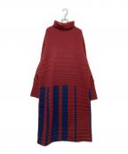 HeRIN.CYEヘリンドットサイ）の古着「ボックスニットワンピース」｜レッド×ネイビー