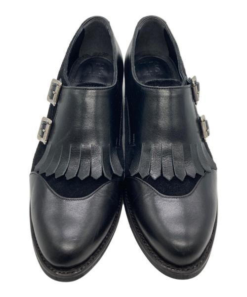 Y's（ワイズ）Y's (ワイズ) ダブルモンクストラップ フリンジシューズ ブラック サイズ:6の古着・服飾アイテム