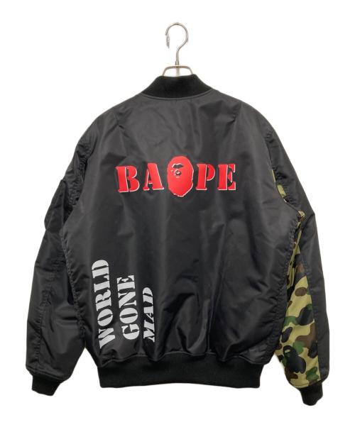 A BATHING APE（ア ベイシング エイプ）A BATHING APE (ア ベイシング エイプ) BAPE STENCIL LOOSE FIT MA-1 ブラック サイズ:Lの古着・服飾アイテム