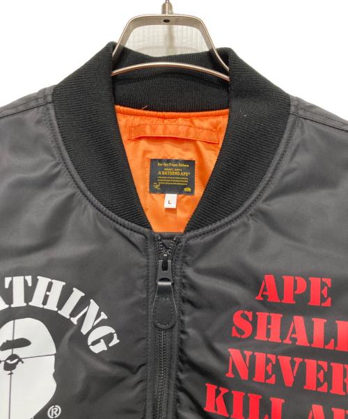 A BATHING APE（ア ベイシング エイプ）A BATHING APE (ア ベイシング エイプ) BAPE STENCIL LOOSE FIT MA-1 ブラック サイズ:Lの古着・服飾アイテム