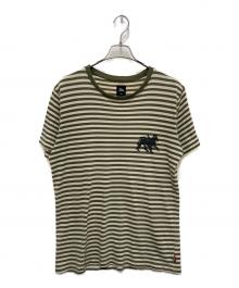 stussy（ステューシー）の古着「ボーダーTシャツ」｜グリーン×アイボリー