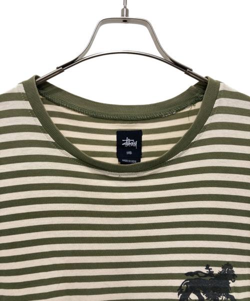 stussy（ステューシー）stussy (ステューシー) ボーダーTシャツ グリーン×アイボリー サイズ:Sの古着・服飾アイテム