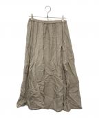 nest Robeネストローブ）の古着「リネンサイドギャザーマキシスカート」｜ベージュ