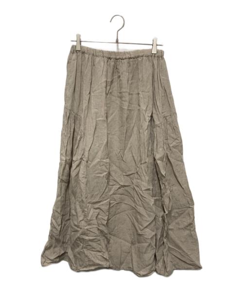 nest Robe（ネストローブ）nest Robe (ネストローブ) リネンサイドギャザーマキシスカート ベージュ サイズ:FREEの古着・服飾アイテム