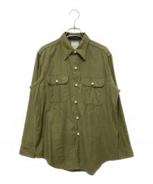 MADISON BLUE（マディソンブルー）の古着「ハンプトン パールモチーフボタン シャツ」｜オリーブ