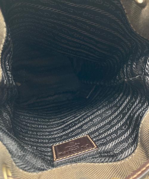 PRADA（プラダ）PRADA (プラダ) ロゴジャガード巾着バッグ ブラウンの古着・服飾アイテム