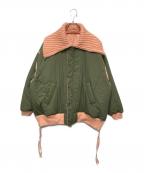 MAISON SPECIALメゾンスペシャル）の古着「Multiway Knit Collar MA-1」｜オリーブ×ピンク