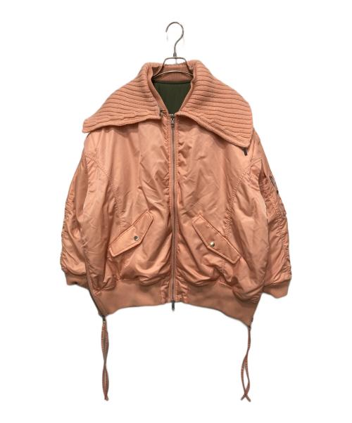 MAISON SPECIAL（メゾンスペシャル）MAISON SPECIAL (メゾンスペシャル) Multiway Knit Collar MA-1 オリーブ×ピンク サイズ:FREEの古着・服飾アイテム