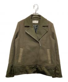 BOSS HUGO BOSS（ボス ヒューゴボス）の古着「異素材ライダースジャケット」｜オリーブ