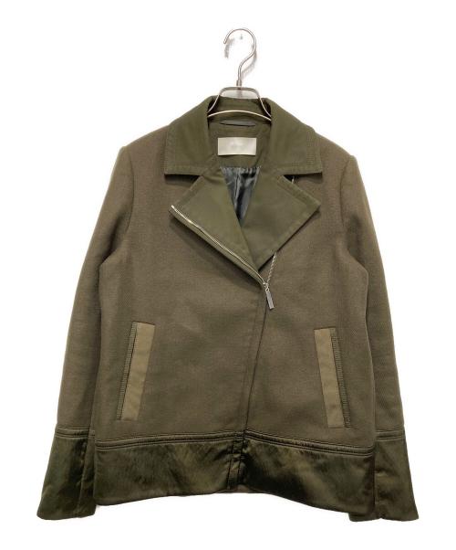 BOSS HUGO BOSS（ボス ヒューゴボス）BOSS HUGO BOSS (ボス ヒューゴボス) 異素材ライダースジャケット オリーブ サイズ:US4の古着・服飾アイテム