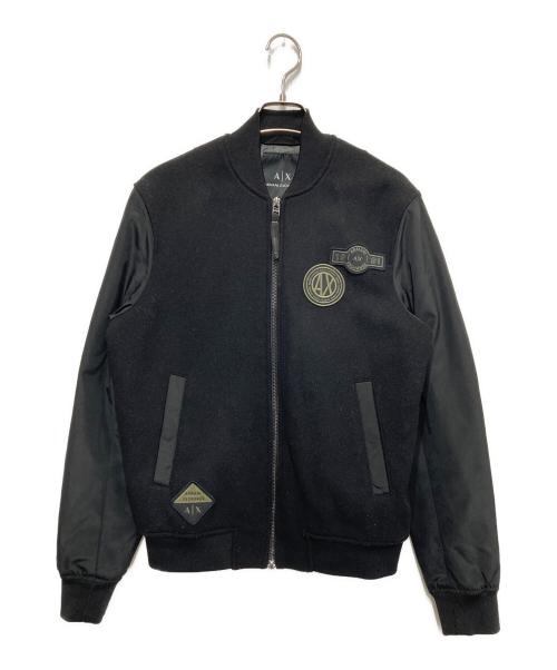 ARMANI EXCHANGE（アルマーニ エクスチェンジ）ARMANI EXCHANGE (アルマーニ エクスチェンジ) 袖ナイロンワッペンブルゾン ブラック サイズ:XSの古着・服飾アイテム