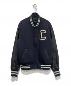 COACHコーチ）の古着「レザースリーブスタジャン」｜ネイビー