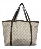 GUCCIグッチ）の古着「GGスプリームキャンバストートバッグ」｜ホワイト×ブラウン