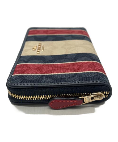 COACH（コーチ）COACH (コーチ) ラウンドジップウォレット ブルー×レッドの古着・服飾アイテム