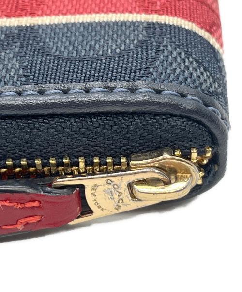COACH（コーチ）COACH (コーチ) ラウンドジップウォレット ブルー×レッドの古着・服飾アイテム