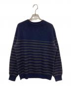 DRAWERドゥロワー）の古着「カシミヤ混ボーダーニット」｜ネイビー×ブラウン