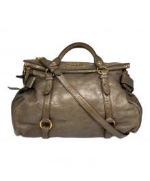 MIU MIU（ミュウミュウ）の古着「2WAYサイドリボンレザーショルダーバッグ」｜ベージュ