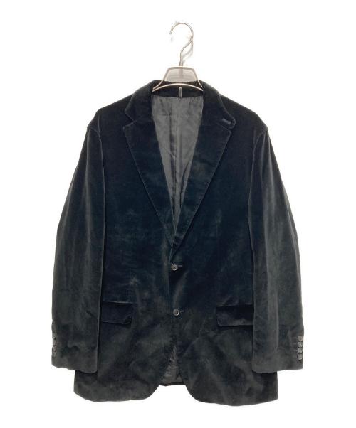 HUGO BOSS（ヒューゴ ボス）HUGO BOSS (ヒューゴ ボス) ラムスキンエルボーパッチベロアテーラードジャケット ブラック サイズ:52の古着・服飾アイテム