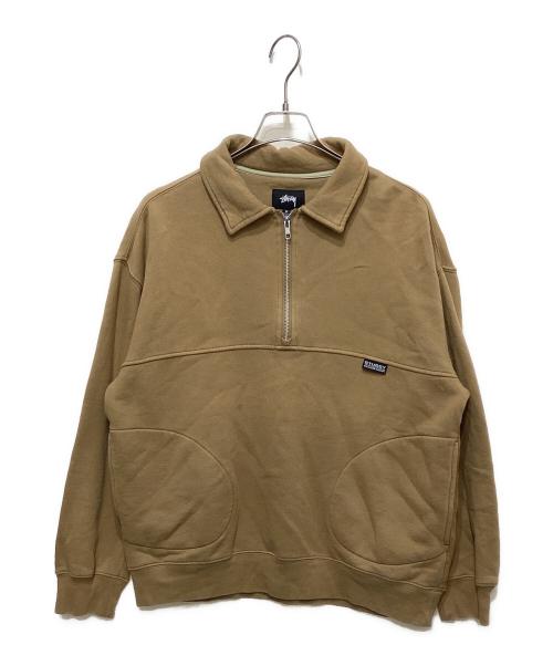 stussy（ステューシー）stussy (ステューシー) ハーフジップスウェット ベージュ サイズ:Ｍの古着・服飾アイテム