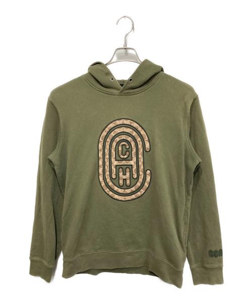 COACH（コーチ）COACH (コーチ) ロゴスウェットプルオーバーパーカー オリーブ サイズ:Ｓの古着・服飾アイテム