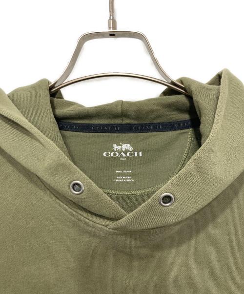 COACH（コーチ）COACH (コーチ) ロゴスウェットプルオーバーパーカー オリーブ サイズ:Ｓの古着・服飾アイテム