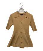 anuansアニュアンス）の古着「ペプラムニットトップス」｜ベージュ