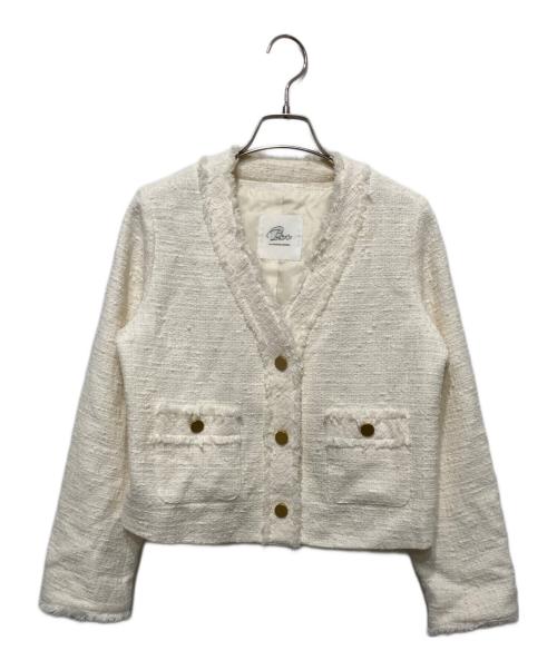 La boutique BonBon（ラブティックボンボン）La boutique BonBon (ラブティックボンボン) ファンシーツイードクロップドVネックジャケット アイボリー サイズ:FREEの古着・服飾アイテム
