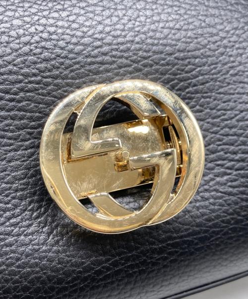 GUCCI（グッチ）GUCCI (グッチ) インターロッキングG チェーンショルダーバッグ ブラックの古着・服飾アイテム