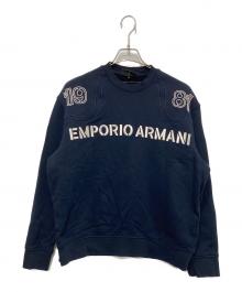 EMPORIO ARMANI（エンポリオ アルマーニ）の古着「ASV オーバーサイズ長袖Tシャツ ジャージー オーバーサイズイーグルロゴ」｜ネイビー