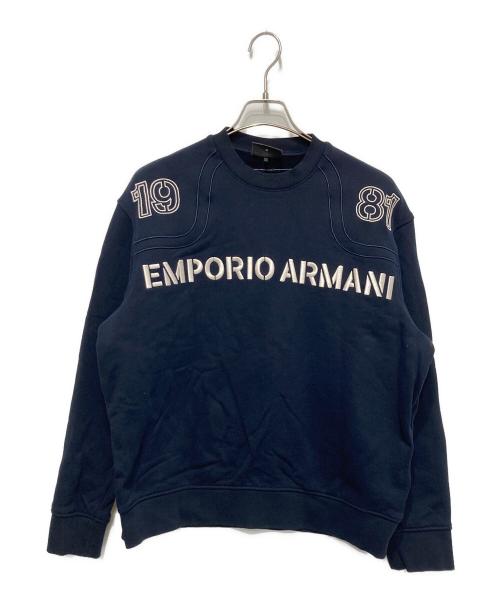 EMPORIO ARMANI（エンポリオ アルマーニ）EMPORIO ARMANI (エンポリオ アルマーニ) ASV オーバーサイズ長袖Tシャツ ジャージー オーバーサイズイーグルロゴ ネイビー サイズ:XLの古着・服飾アイテム