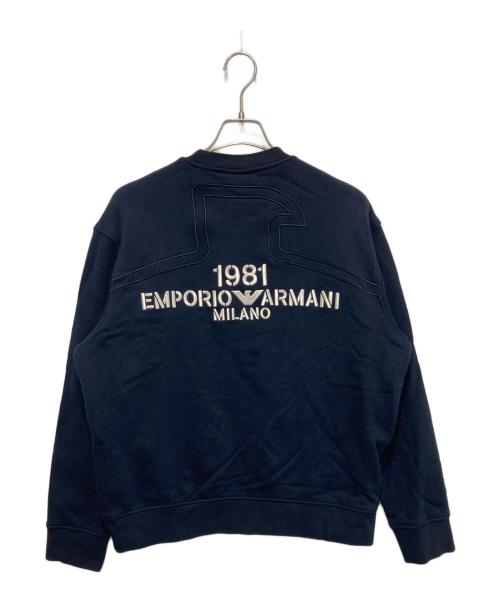 EMPORIO ARMANI（エンポリオ アルマーニ）EMPORIO ARMANI (エンポリオ アルマーニ) ASV オーバーサイズ長袖Tシャツ ジャージー オーバーサイズイーグルロゴ ネイビー サイズ:XLの古着・服飾アイテム