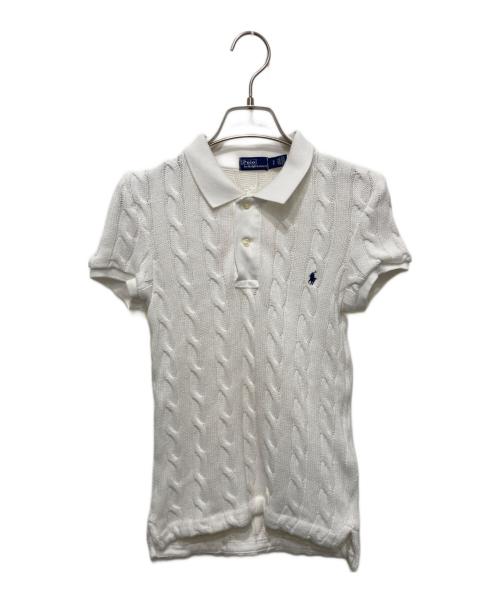 POLO RALPH LAUREN（ポロ・ラルフローレン）POLO RALPH LAUREN (ポロ・ラルフローレン) ケーブルニットポロシャツ（半袖） ホワイト サイズ:Sの古着・服飾アイテム