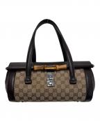 GUCCIグッチ）の古着「バンブーミニボストンバッグ」｜ベージュ×ブラウン