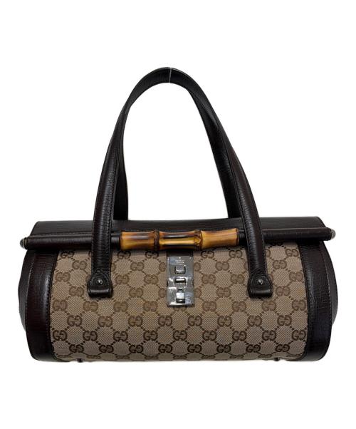 GUCCI（グッチ）GUCCI (グッチ) バンブーミニボストンバッグ ベージュ×ブラウンの古着・服飾アイテム