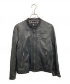 BLACK LABEL CRESTBRIDGEブラックレーベル クレストブリッジ）の古着「シープレザーシングルライダースジャケット」｜ブラック