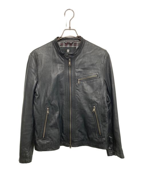 BLACK LABEL CRESTBRIDGE（ブラックレーベル クレストブリッジ）BLACK LABEL CRESTBRIDGE (ブラックレーベル クレストブリッジ) シープレザーシングルライダースジャケット ブラック サイズ:Ｍの古着・服飾アイテム